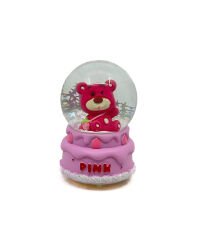 Işıklı Kar Küresi Çilek Çantalı Pembe Ayıcık 7 cm