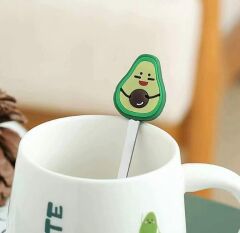 Avokado Baskılı Kapaklı Seramik Kupa - Happy