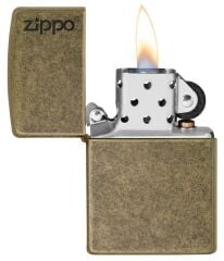 Zippo Logo Antique Brass Çakmak