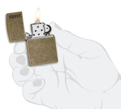 Zippo Logo Antique Brass Çakmak