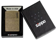 Zippo Logo Antique Brass Çakmak