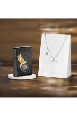 Birds and Fishes Windproof Lighter Gift Box Set - Zippo Kuş ve Balık Çakmak/Kolye Hediye Seti