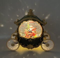 Noel Baba Özel Tasarım Bal Kabağı Işıklı ve Müzikli Kar Küresi - Yeşil