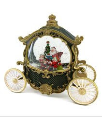 Noel Baba Özel Tasarım Bal Kabağı Işıklı ve Müzikli Kar Küresi - Yeşil