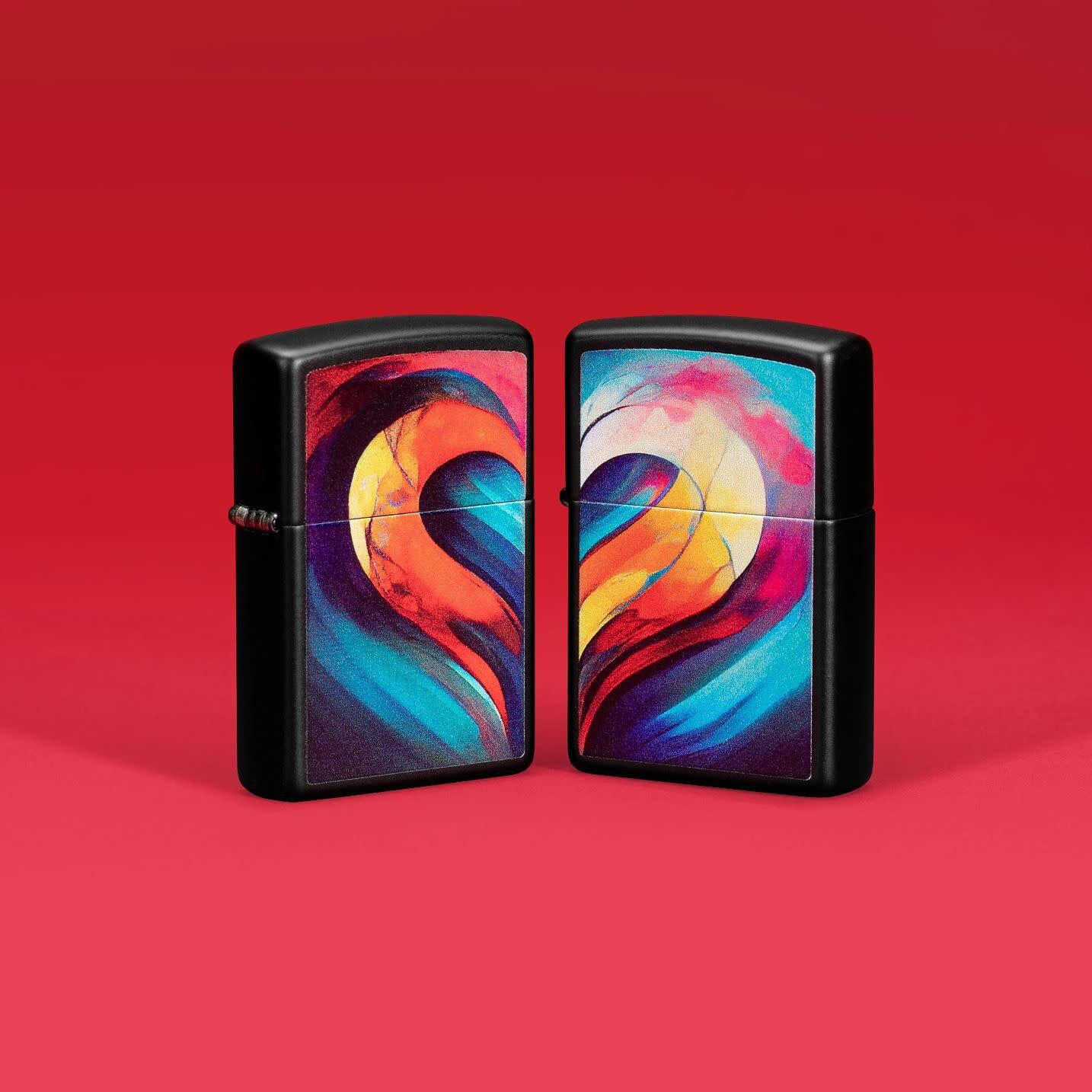Zippo Heart Set Left-Right Set/Bütün Kalp Çakmak Seti Dizayn Çakmak