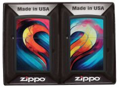 Zippo Heart Set Left-Right Set/Bütün Kalp Çakmak Seti Dizayn Çakmak
