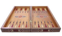 Masif Ahşap Gerçek Sedef Kakmalı El İmalatı Tavla Takımı