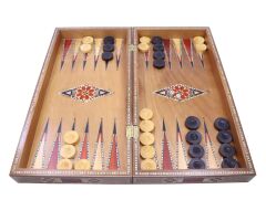 Masif Ahşap Gerçek Sedef Kakmalı El İmalatı Tavla Takımı