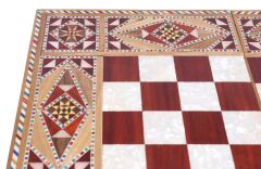 Masif Ahşap Gerçek Sedef Kakmalı El İmalatı Tavla Takımı