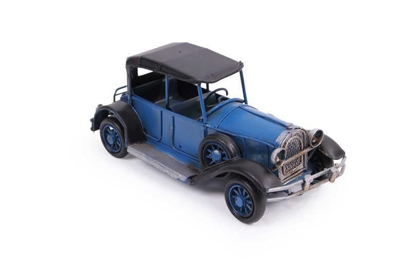 Dekoratif Metal Mavi Araba Biblo