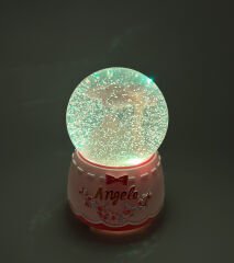 Kar Küresi Işıklı ve Müzikli - Angela