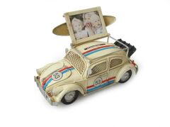 Dekoratif Metal Vosvos Araba Çerçeveli ve Kumbaralı Biblo