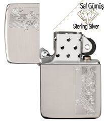 Zippo Herringbone Filigree - Balıksırtı Telkari Saf Gümüş Çakmak