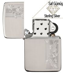 Zippo Herringbone Filigree - Balıksırtı Telkari Saf Gümüş Çakmak