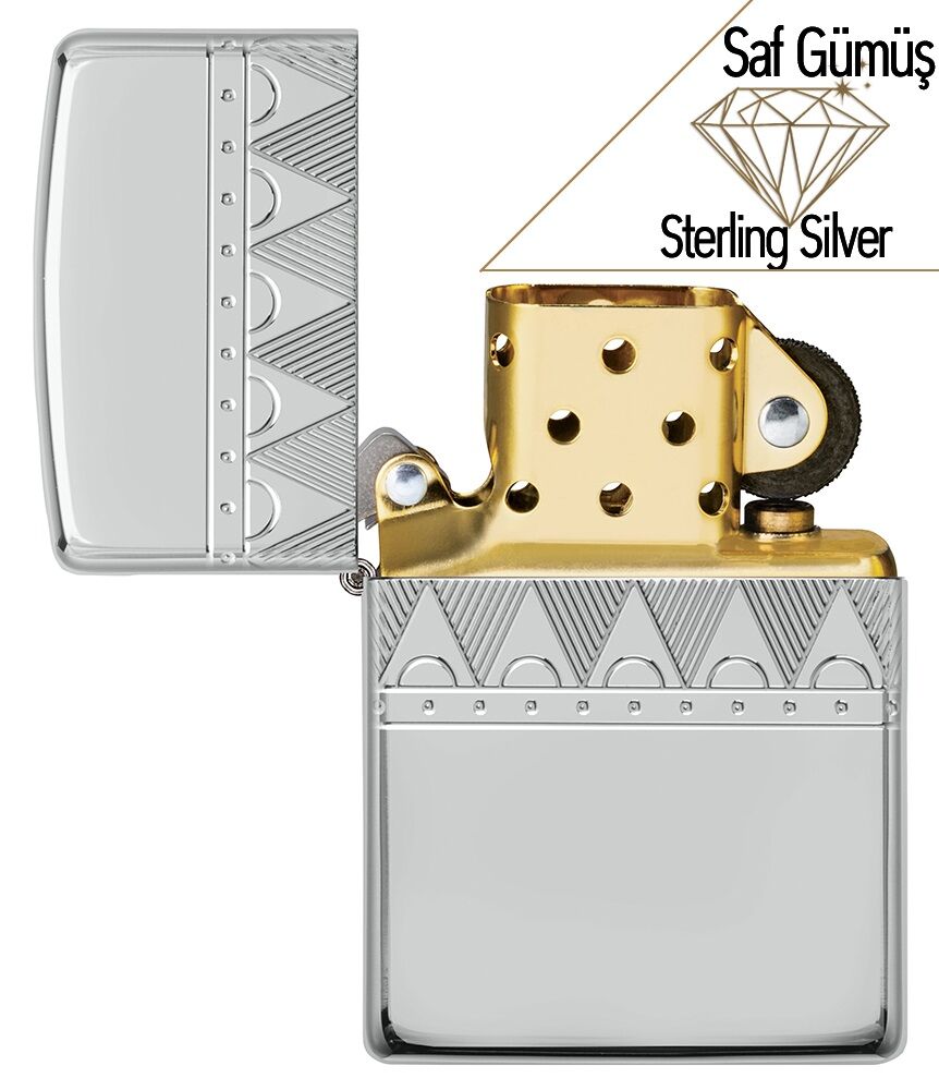 Zippo SS Diamond Pattern - Elmas Deseni Saf Gümüş Çakmak