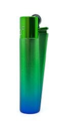 Clipper Özel Kutusunda Metal Çakmak - Yeşil/Mavi Spektrum Mat
