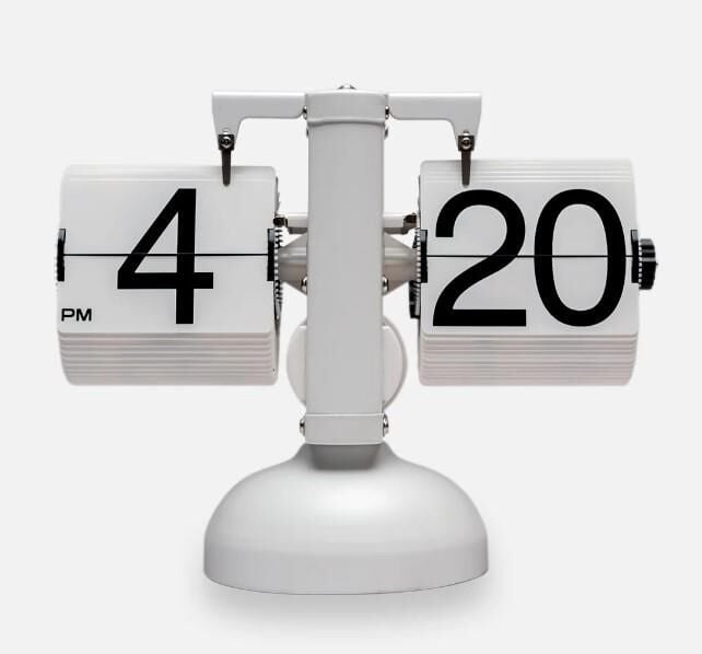 Crownwell Masaüstü Led Işıklı Flip Saat - Beyaz