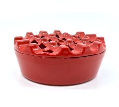 Yuvarlak Metal Küllük - Kırmızı