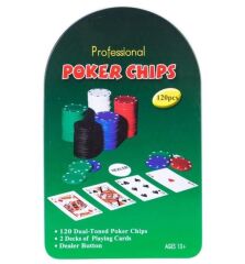Poker Oyun Seti 120 Parça Metal Kutulu