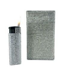 Swaroski Taşlı Tabaka ve Mum Alev Çakmak