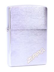 Zippo Reg Brush Fin Chrome Logo