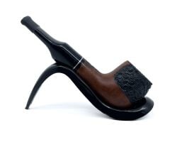 Pipsan İşlemeli El Yapımı Gül Kökü (Briar) Mini Pipo 9mm Filtreli - Model No: 16