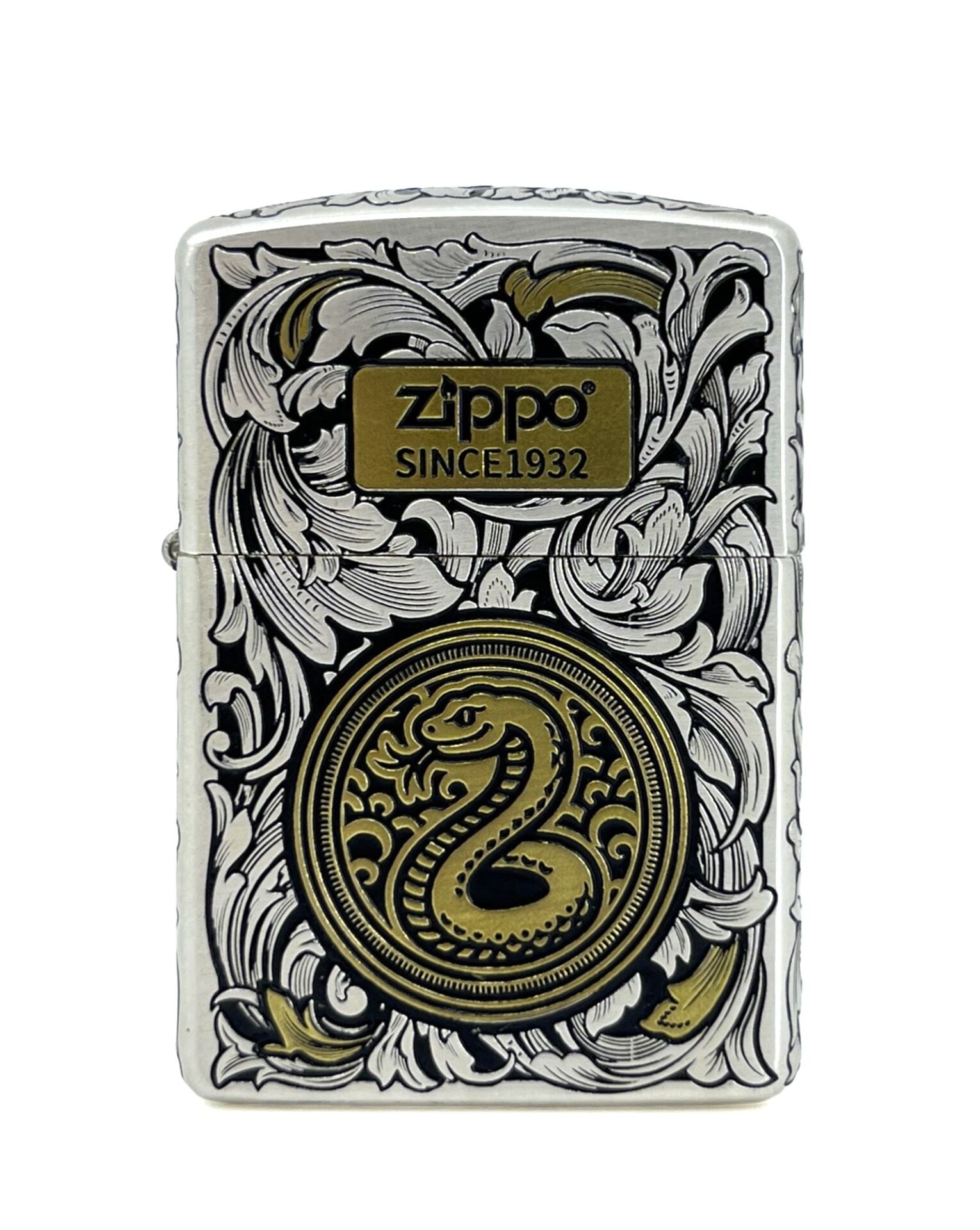 Zippo Deep Carve Snake Floral Dizayn Armor Case Özel Seri Çakmak
