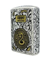 Zippo Deep Carve Snake Floral Dizayn Armor Case Özel Seri Çakmak