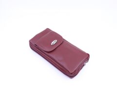 Şahin Bordo Deri Pipo Taşıma Çantası