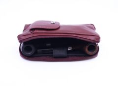 Şahin Bordo Deri Pipo Taşıma Çantası