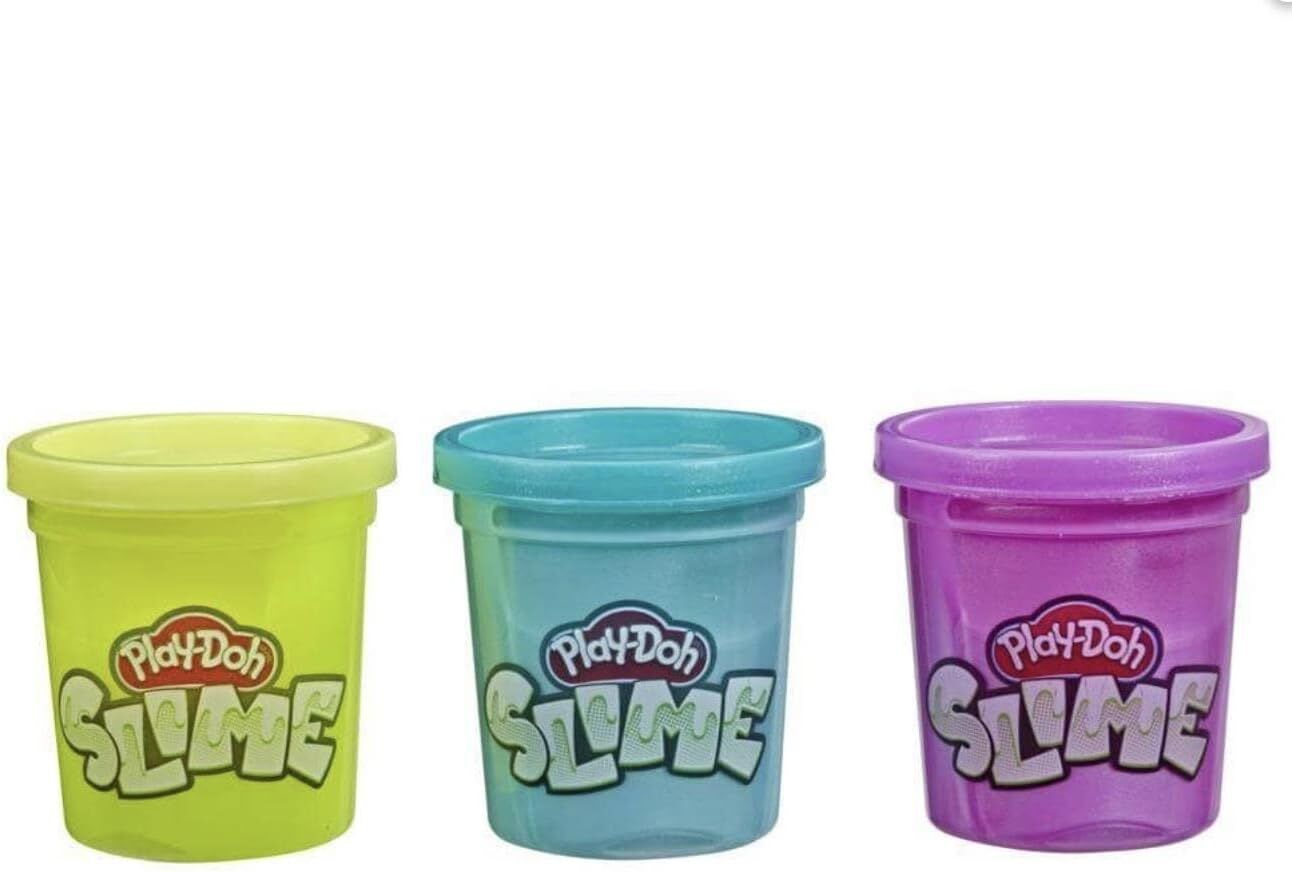 Play-Doh Slime 3'lü Hamur - Sarı, Metalik Mor ve Metalik Açık Mavi