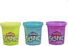 Play-Doh Slime 3'lü Hamur - Sarı, Metalik Mor ve Metalik Açık Mavi
