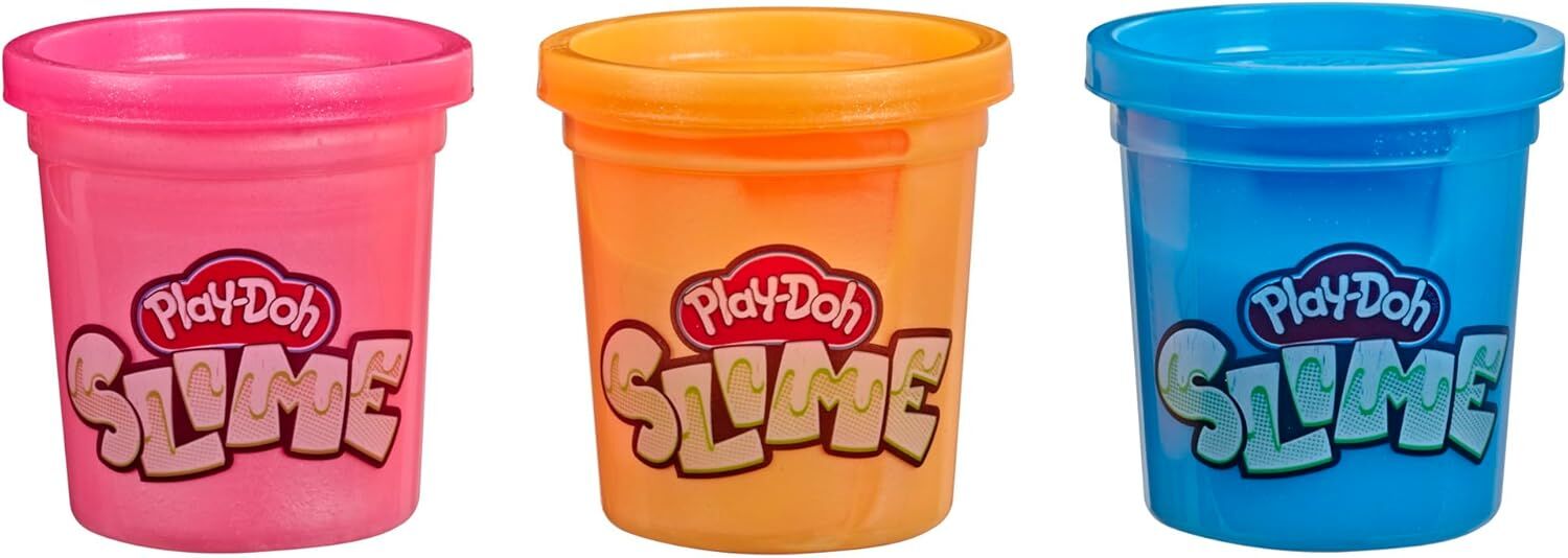 Play-Doh Slime 3'lü Hamur - Mavi, Metalik Turuncu ve Metalik Pembe