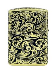 Zippo Armor® Dragon & Arabesque 360° Multi Cut Deep Carve Black - Epoxy Infill Dizayn Özel Seri Çakmak