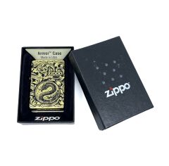 Zippo Armor® Dragon & Arabesque 360° Multi Cut Deep Carve Black - Epoxy Infill Dizayn Özel Seri Çakmak