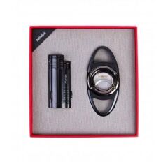 Parmida Puro Makası ve Çakmak Puro Seti Siyah