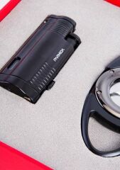 Parmida Puro Makası ve Çakmak Puro Seti Siyah