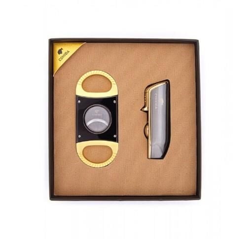 Cohiba Puro Makası ve Çakmak Puro Seti Gold