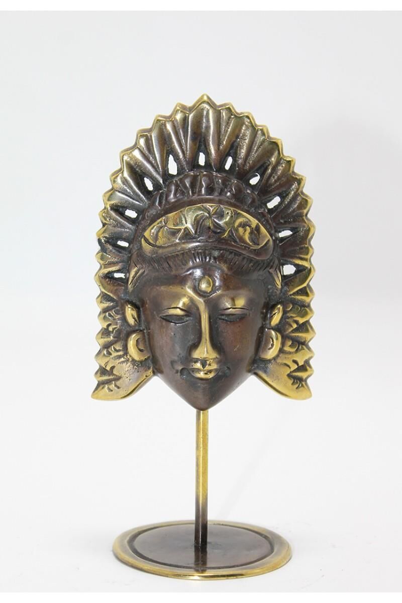 Masaüstü Pirinç Buddha Mask Figür