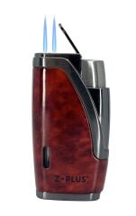 Z+Plus Çift Torch Alevli, Entegre Delicili (Punch) Lüks Puro Çakmağı - Maun & Füme