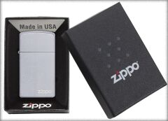 Zippo Slim Satin Chrome Bottom Logo Dizayn Çakmak