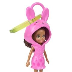 Polly Pocket ve Maceraları Ana Karakter Bebeği Anahtarlık JMN38 - Kalp Desenli-Çilek Desenli-Pembe Kapüşonlu Jkc63