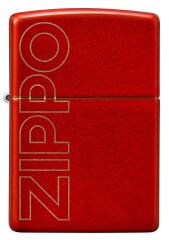 Zippo Rüzgar çakmağı – Dikey logo, metalik kırmızı, lazer gravür – Doldurulabilir – Tekrar kullanılabilir – Rüzgara dayanıklı tasarım – Hediye kutusu – ABD'de üretilmiştir