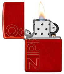 Zippo Rüzgar çakmağı – Dikey logo, metalik kırmızı, lazer gravür – Doldurulabilir – Tekrar kullanılabilir – Rüzgara dayanıklı tasarım – Hediye kutusu – ABD'de üretilmiştir