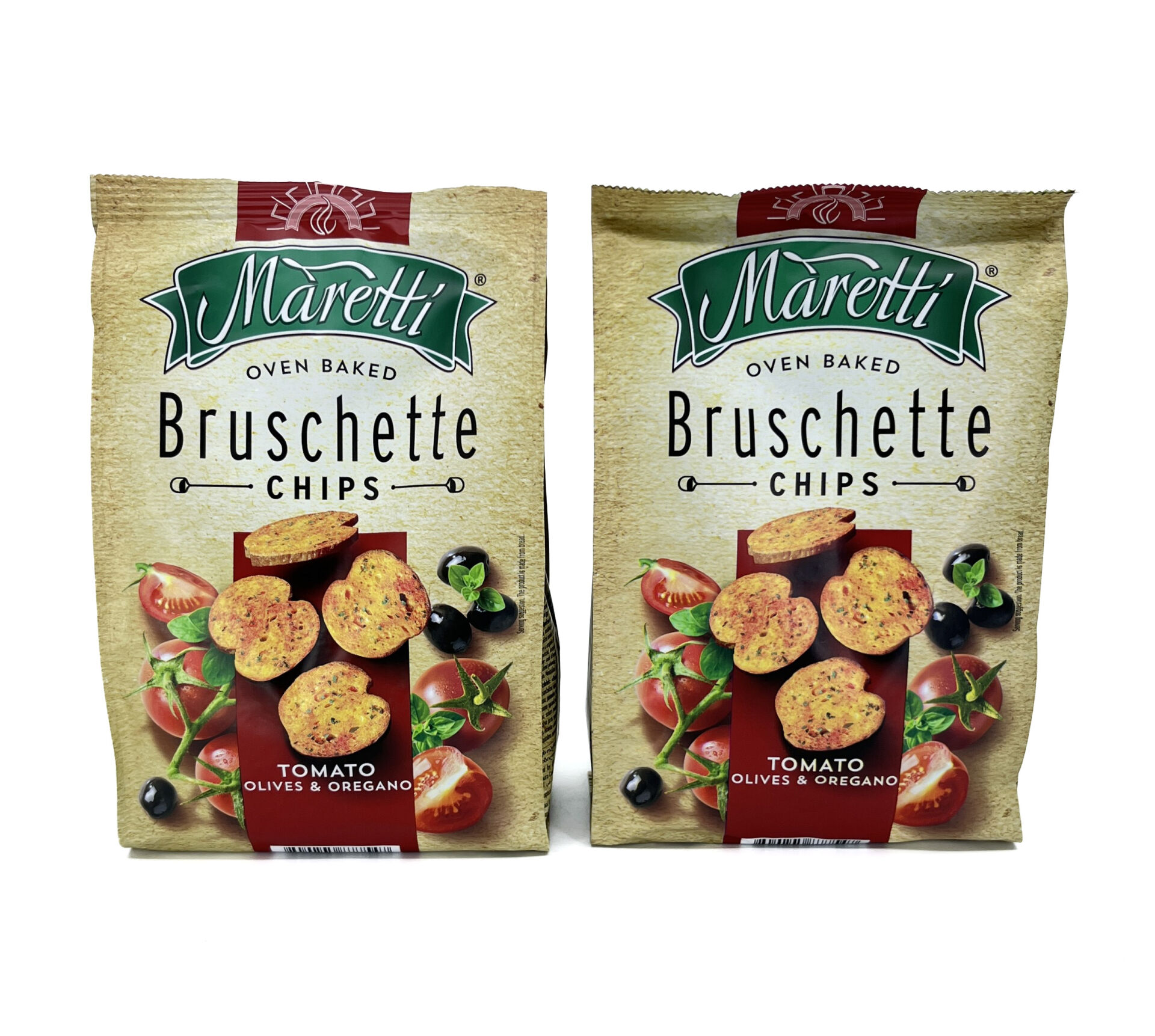 Maretti Bruschette Domates, Maretti Bruschette Domates, Zeytin ve Kekik Aromalı Kızartılmış Ekmek Cips 140 gr XXL Boy (2 ADET)