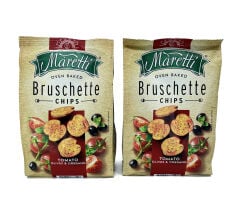 Maretti Bruschette Domates, Maretti Bruschette Domates, Zeytin ve Kekik Aromalı Kızartılmış Ekmek Cips 140 gr XXL Boy (2 ADET)