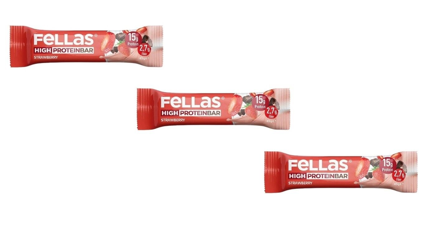 Fellas Yüksek Protein Bar - Çilekli 45g (3 Adet)