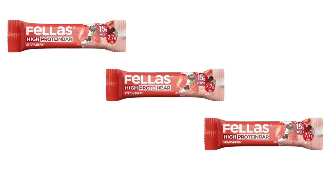 Fellas Yüksek Protein Bar - Çilekli 45g (3 Adet)