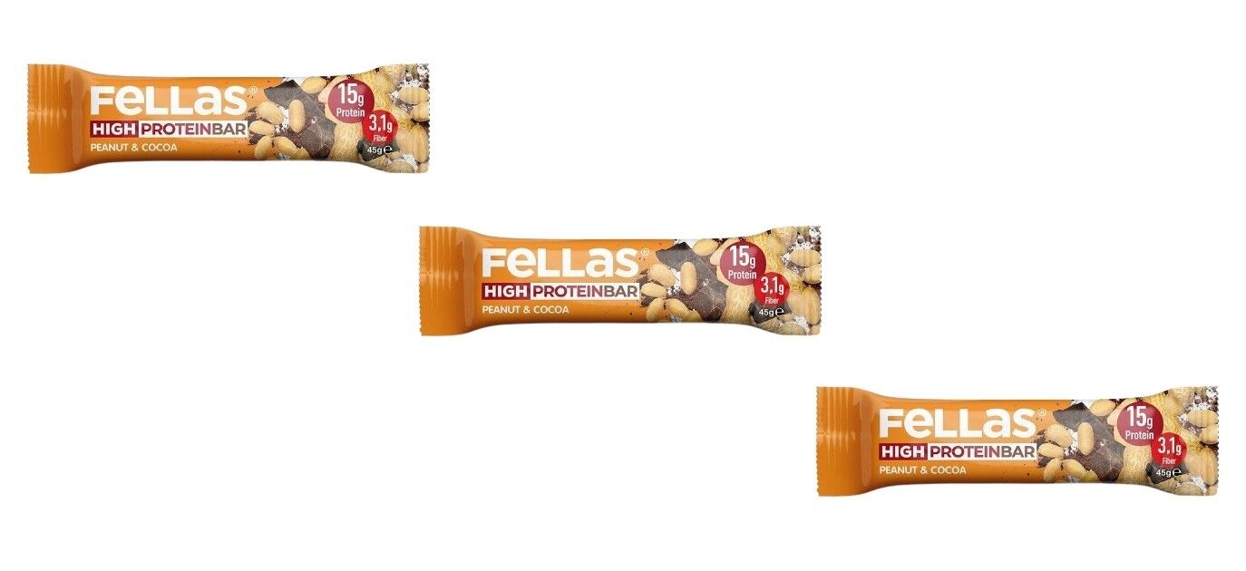 Fellas Yüksek Protein Bar - Yer Fıstıklı ve Kakaolu 45g (3 Adet)