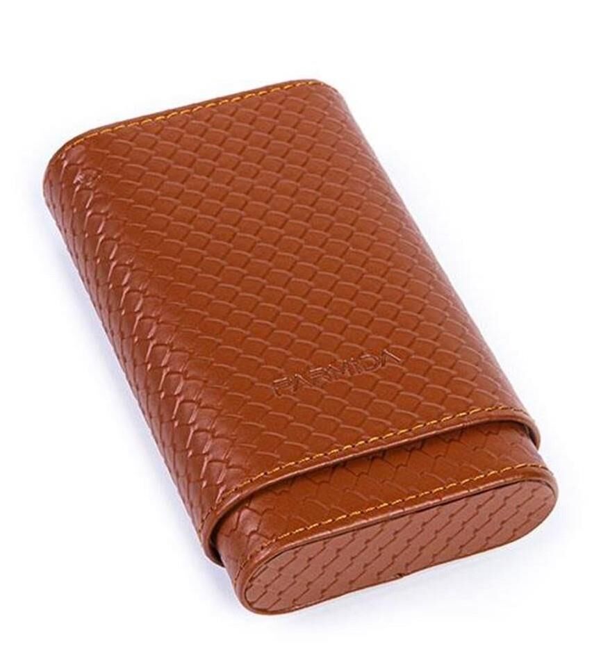 Parmida Deri Puro Kılıfı 3'lü - Seyahat Humidoru Taba